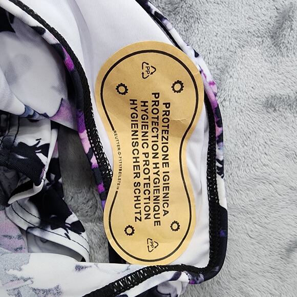 NEW Jusfitsu Swimsuit Size 6 Purple Black Floral Ruched Tummy Control High Cut - Picture 5 of 12